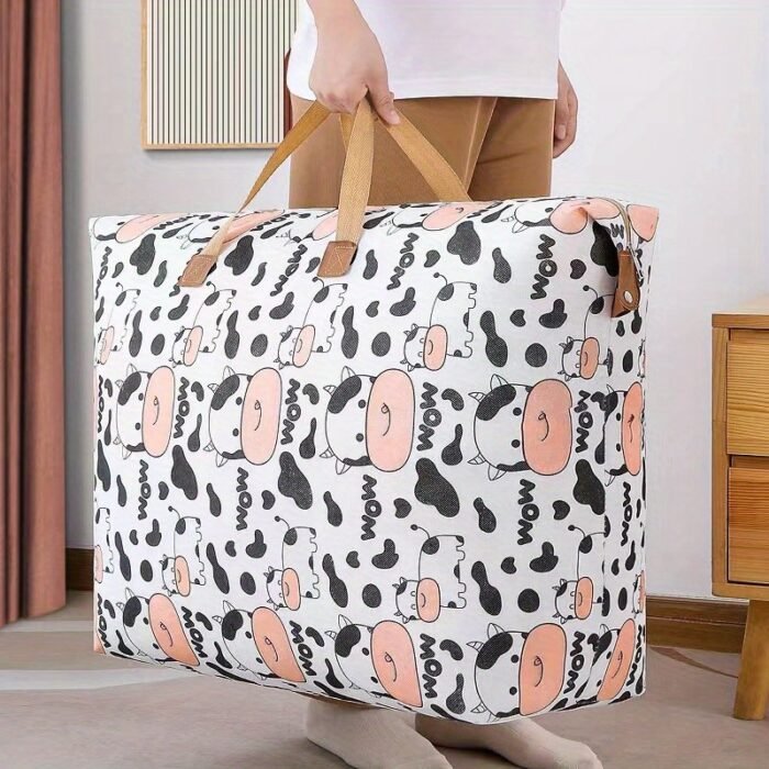 Large Capacity Moisture-Proof Storage Bag - Durable Non-Woven Multifunctional Quilt And Clothes Organizer For Home And Travel, Portable Car Storage Solution With Handles (1-Pack) - Image 1