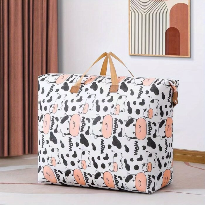 Large Capacity Moisture-Proof Storage Bag - Durable Non-Woven Multifunctional Quilt And Clothes Organizer For Home And Travel, Portable Car Storage Solution With Handles (1-Pack) - Image 2