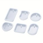6Pcs Diy Keychain Pendant Silicone Mold Set Crystal Epoxy Resin Mold Round Rectangle Pendants Jewelry Making Casting Mould Resin Casting Molds - Image 2