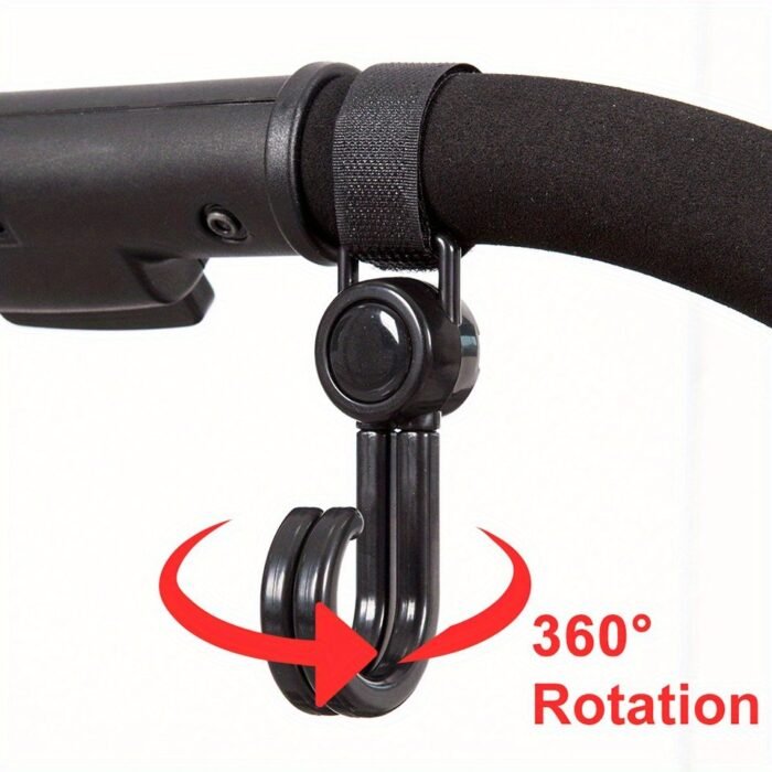 2Pcs-360? Rotating Multipurpose Stroller Hooks ? Durable Cart & Bike Hanger, Organizer Accessory For Parents, Travel Hook - Image 7