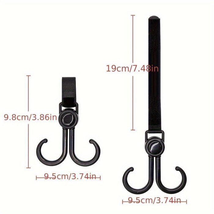 2Pcs-360? Rotating Multipurpose Stroller Hooks ? Durable Cart & Bike Hanger, Organizer Accessory For Parents, Travel Hook - Image 6