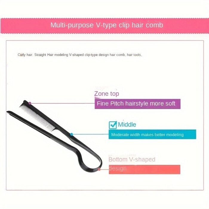 Professional V-Shaped Hair Styling Comb - Casual Plastic Finishing Comb For Straightening & Cutting - Practical Hairdressing Tool - Image 5