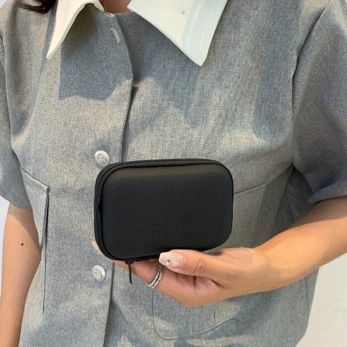 1Pc Portable Electronics Organizer Bag - Hard Shell Travel Case For Headphones, Charging Cables, Usb Charger - Plastic Mini Storage Pouch For Earbuds, Data Cables, Mobile Phone Accessories - Image 6