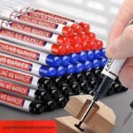 4-Pack Deep Hole Long Nib Markers, 2Cm/0.78In, Waterproof Metal Perforating Pens For Woodworking, Bathroom, And Decoration - Black, Blue, Red, Green