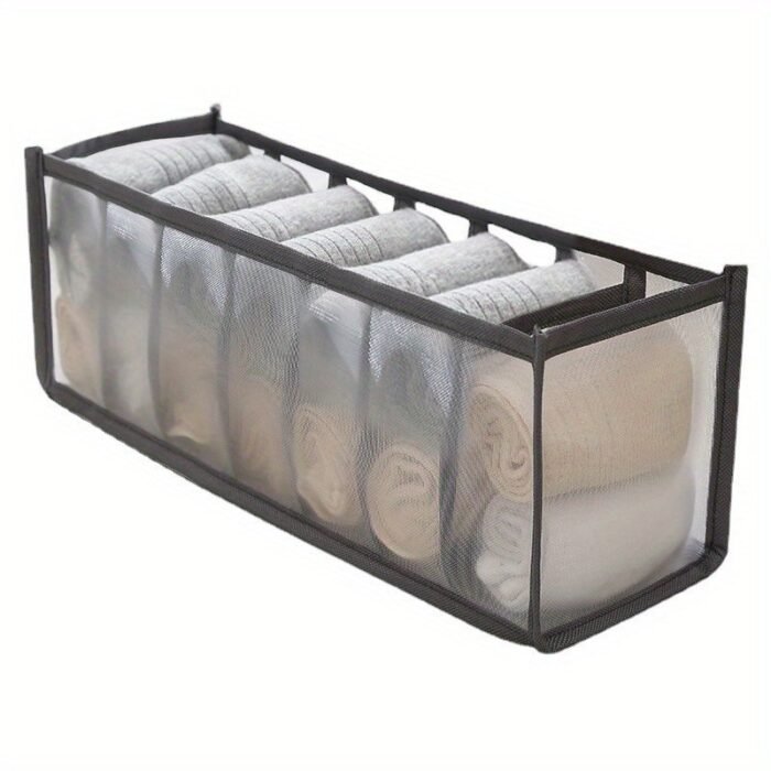 1Pc 7-Grid Underwear Storage Box - Multifunctional Organizer For Socks And Underwear - Wardrobe Drawer Storage Solution - Space-Saving Underwear And Socks Sorter For Home, Bedroom, Dorm - Image 11