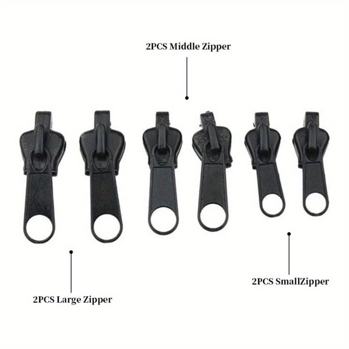 6Pcs Instant Zipper Kit With Universal Design & Multiple Sizes, Replacement Zippers, Travel Accessories, Essential For Travel And Outings - Image 3