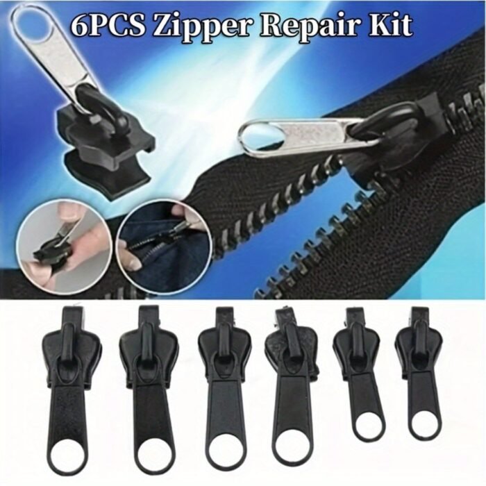 6Pcs Instant Zipper Kit With Universal Design & Multiple Sizes, Replacement Zippers, Travel Accessories, Essential For Travel And Outings - Image 2