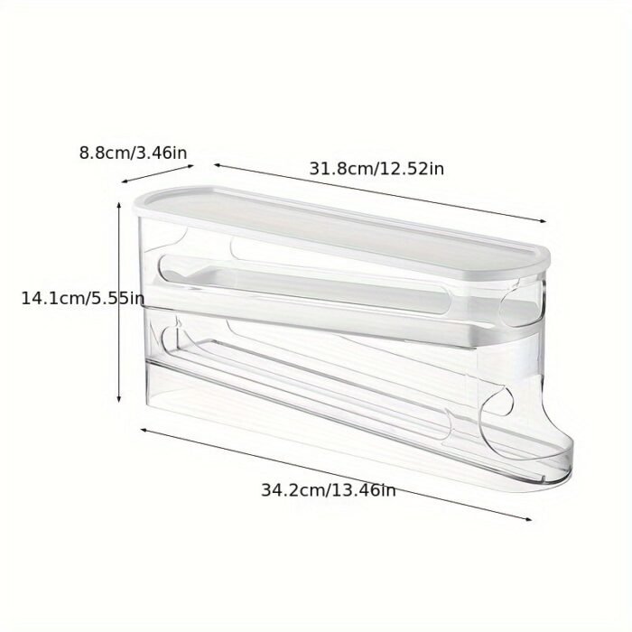 Clear Plastic Egg Storage Box, Space-Saving Rolling Design For Refrigerator Side Door, Durable Pvc, Battery-Free, Essential Kitchen Organizer - Image 3