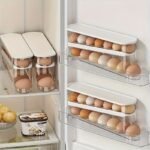 Clear Plastic Egg Storage Box, Space-Saving Rolling Design For Refrigerator Side Door, Durable Pvc, Battery-Free, Essential Kitchen Organizer - Image 6