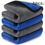 4-Pack Microfiber Chamois Car Towels - Super Absorbent, Ultra-Thick, Lint-Free Detailing Cloth For Polishing, Washing & Drying