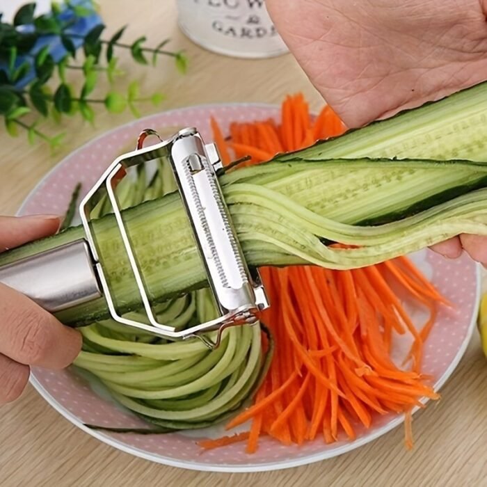 Rv Must-Have. 1Pc Stainless Steel Multifunctional Fruit And Vegetable Peeler, Grater, Shredder, And Cutter - Easy-To-Use Kitchen Tool For Peeling, Slicing, And Coring Fruits And Vegetables - Compact Dorm Essentials For Home Cooks - Image 5