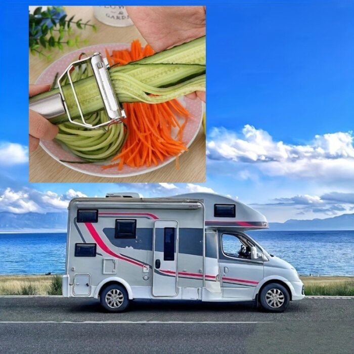 Rv Must-Have. 1Pc Stainless Steel Multifunctional Fruit And Vegetable Peeler, Grater, Shredder, And Cutter - Easy-To-Use Kitchen Tool For Peeling, Slicing, And Coring Fruits And Vegetables - Compact Dorm Essentials For Home Cooks - Image 4