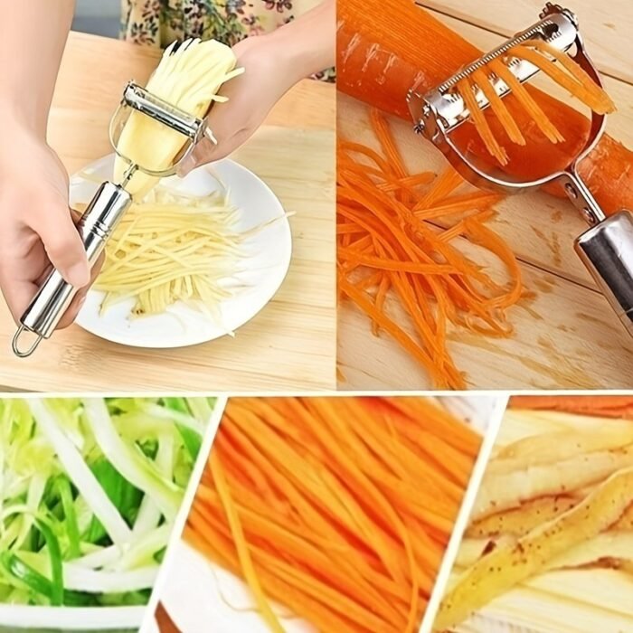 Rv Must-Have. 1Pc Stainless Steel Multifunctional Fruit And Vegetable Peeler, Grater, Shredder, And Cutter - Easy-To-Use Kitchen Tool For Peeling, Slicing, And Coring Fruits And Vegetables - Compact Dorm Essentials For Home Cooks - Image 7