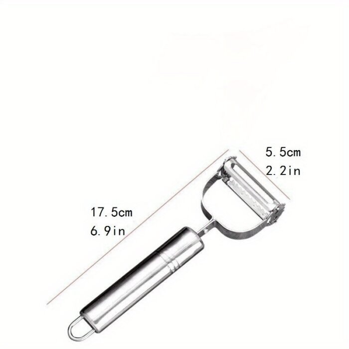 Rv Must-Have. 1Pc Stainless Steel Multifunctional Fruit And Vegetable Peeler, Grater, Shredder, And Cutter - Easy-To-Use Kitchen Tool For Peeling, Slicing, And Coring Fruits And Vegetables - Compact Dorm Essentials For Home Cooks - Image 2