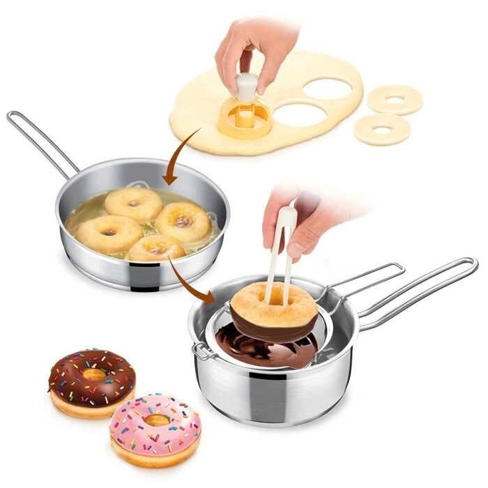 1Pc Universal Diy Donut Making Kit - Pp Non-Stick Plastic Donut Cutter With Dipping Tool, Easy-To-Use Home Kitchen Baking Tool - Image 4