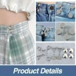 4-Button + 2-Bar Combo Set Adjustable Denim Belt Buckle Pins - Seamless Metal Jeans Fasteners, Women'S Pants Belt Tighteners, Snap Fastening Design, Universal Style - Silver, Fashionable Accessory|Adjustable Waistband|Metallic Finish - Image 4