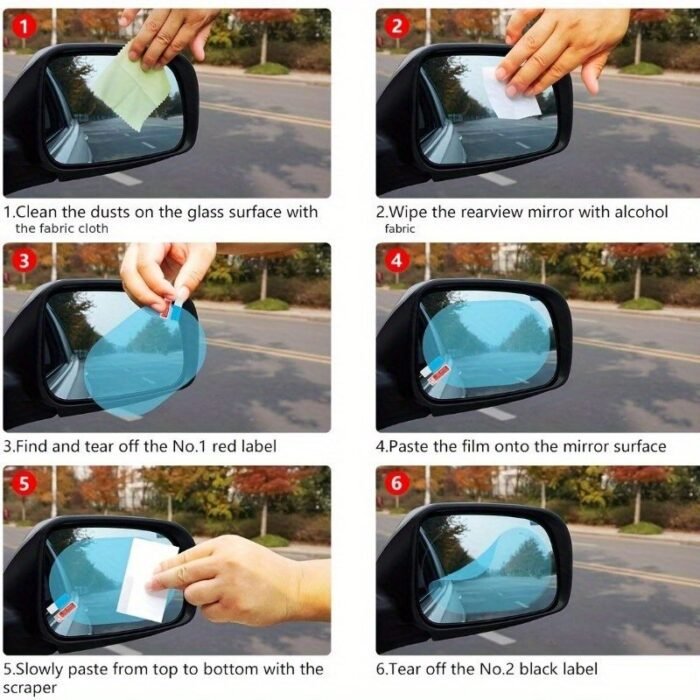 2Pcs Car Anti-Rain Clear Film For Rear Lenses - Protection Nozzle Waterproof Film - Car Sticker Fittings - 100X145Mm (9.91X14.48Cm) - Image 7