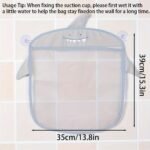 1Pc Polyester Mesh Bath Toy Organizer With Suction Cups, Quick-Dry Hanging Shower Storage Bag For 14+ Age Group - Drainable And Breathable Drying Pouch, Seasonal Gift Idea - Image 2