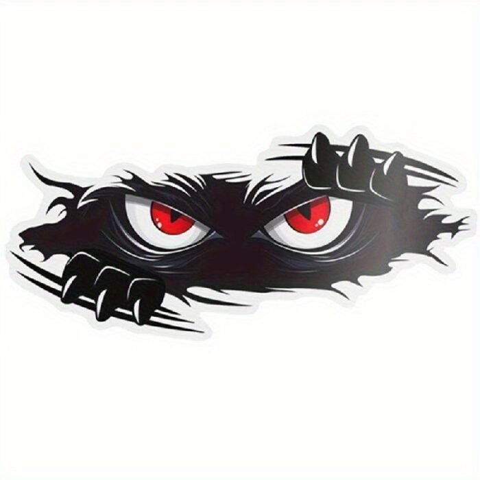 Angry Peeping Monster Vinyl Car Decal - Large, Durable Sticker For Cars, Trucks & Sports Vehicles, Black Bumper Sticker - Image 1