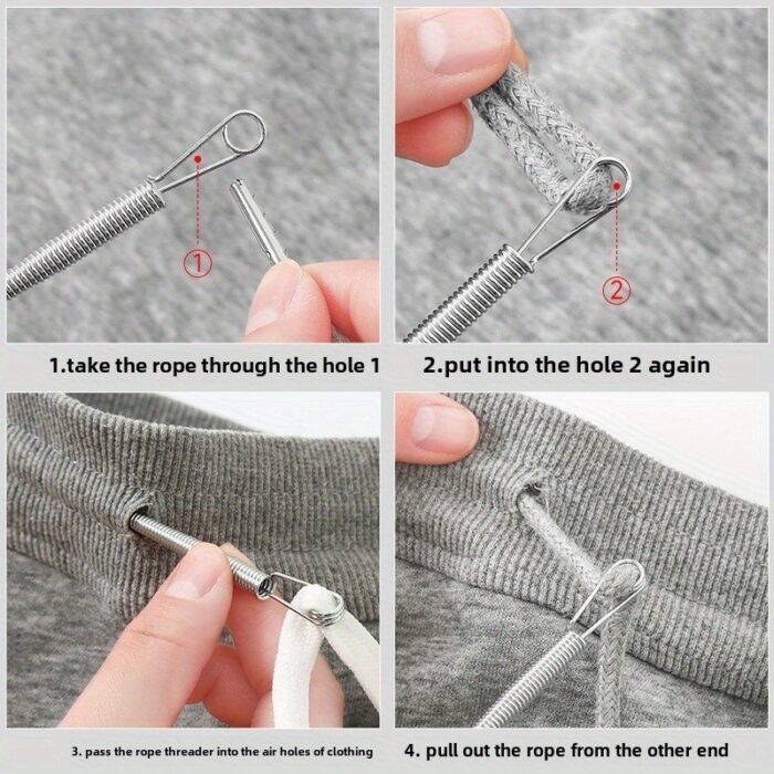 Efficient Threader, Easy Thread Insertion For Various Sewing Projects - Universal Rope Threader With Spring-Loaded Eye, Ideal For Home Sewing And Multi-Purpose Elastic Waistband, Sewing Tool | Spring Loaded Threader | Durable Threader, Sewing Accessories - Image 5
