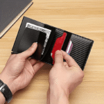 1Pc Ultra-Thin Rfid-Blocking Wallet For Men - Black Faux Leather With Aluminum Alloy, Compact And Lightweight, Perfect For Business, Travel, Camping & Daily Use, Rfid Blocking Wallet | Sleek Wallet Design | Durable Wallet - Image 2