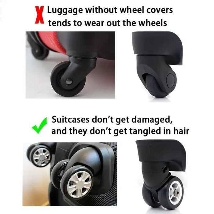 16Pcs Silicone Luggage Wheel Covers, Noise Reduction & Shock Absorption Suitcase Caster Protectors, Durable Travel Accessories For Office Chairs & Rolling Bags (Orange, Blue, Black, Pink, Purple, Yellow), Luggage For Travel - Image 8