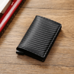 1Pc Men'S Ultra-Slim Business Style Wallet - Compact Black Faux Leather With Aluminum Card Holder, Lightweight & Versatile For Travel, Camping, And Daily Use - Image 4