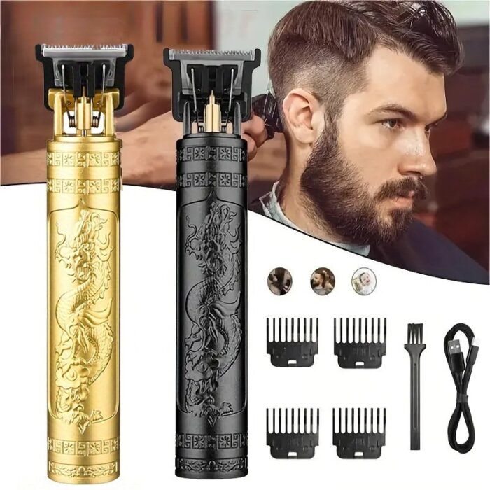 1Pc Professional Electric Hair Clipper With Dragon Design - Rechargeable, 300Mah Battery, Usb Charging, Ideal For Men'S Haircutting And Beard Trimming, Perfect Father'S Day Gift, Barber Shop Tool | Elegant Haircutting Tool | Durable Haircutting Tool, Hair Trimming Tools - Image 1