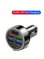 6-In-1 Car Charger With Display, Usb 3.0/3.1A Fast Charging, Multi-Port Adapter, Dual Pd, Universal Compatibility, 36V Voltage, For Smartphones, Tablets, And More - Image 9