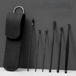 6Pcs Stainless Steel Ear Wax Removal Kit With Spiral Design - Includes Key Ring, Faux Leather Case & Cleaning Brush - Odorless, Battery-Free Ear Care Set, Ear Wax Removal Tool - Image 7