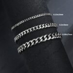 7+5.08 Cm Men'S Stainless Steel Bracelet - Cool & Edgy Twisted Rope Design, Polished Lead Color Finish, Durable Versatile Jewelry For Casual & Formal Wear, Synthetic Zirconia Metal Studs - Image 3