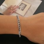 7+5.08 Cm Men'S Stainless Steel Bracelet - Cool & Edgy Twisted Rope Design, Polished Lead Color Finish, Durable Versatile Jewelry For Casual & Formal Wear, Synthetic Zirconia Metal Studs - Image 7