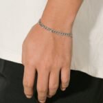 7+5.08 Cm Men'S Stainless Steel Bracelet - Cool & Edgy Twisted Rope Design, Polished Lead Color Finish, Durable Versatile Jewelry For Casual & Formal Wear, Synthetic Zirconia Metal Studs - Image 5