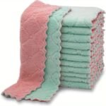 10Pcs Premium Coral Velvet Dish Towels - Super Absorbent, Non-Stick, Quick-Dry Kitchen Cloths In Mint Green & Gray, Modern Design For Easy Cleaning & Stylish Kitchen Decor, Dish Towels For Kitchen - Image 9