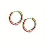 European And American Hot Selling Titanium Stainless Steel Hoop Earrings, Fashionable Unisex Simple Studs, Trendy Ear Cuffs Directly From The Factory 8Mm/10Mm/12Mm/14Mm/16Mm - Image 11