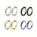 European And American Hot Selling Titanium Stainless Steel Hoop Earrings, Fashionable Unisex Simple Studs, Trendy Ear Cuffs Directly From The Factory 8Mm/10Mm/12Mm/14Mm/16Mm - Image 13