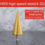 1Pc Newshark 4-12/20/32Mm Hss Titanium Coated Step Drill Bit - Hex Shank, Golden Metal Construction, Anti-Rust Coating For Wood & Metal Drilling, Precision Hole Cutting Tool For Diy & Professional Use, Professional Drilling | Antirust Tool | Highspeed Steel - Image 7