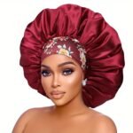 1Pc Extra Large Satin Bonnets For Sleeping, Hair Bonnets For Women Braids Curly Straight Hair, Hair Cap With Floral Pattern Wide Elastic Band - Image 9
