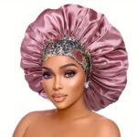 1Pc Extra Large Satin Bonnets For Sleeping, Hair Bonnets For Women Braids Curly Straight Hair, Hair Cap With Floral Pattern Wide Elastic Band - Image 13