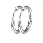 European And American Hot Selling Titanium Stainless Steel Hoop Earrings, Fashionable Unisex Simple Studs, Trendy Ear Cuffs Directly From The Factory 8Mm/10Mm/12Mm/14Mm/16Mm - Image 3