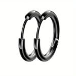 European And American Hot Selling Titanium Stainless Steel Hoop Earrings, Fashionable Unisex Simple Studs, Trendy Ear Cuffs Directly From The Factory 8Mm/10Mm/12Mm/14Mm/16Mm - Image 5
