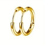 European And American Hot Selling Titanium Stainless Steel Hoop Earrings, Fashionable Unisex Simple Studs, Trendy Ear Cuffs Directly From The Factory 8Mm/10Mm/12Mm/14Mm/16Mm - Image 7