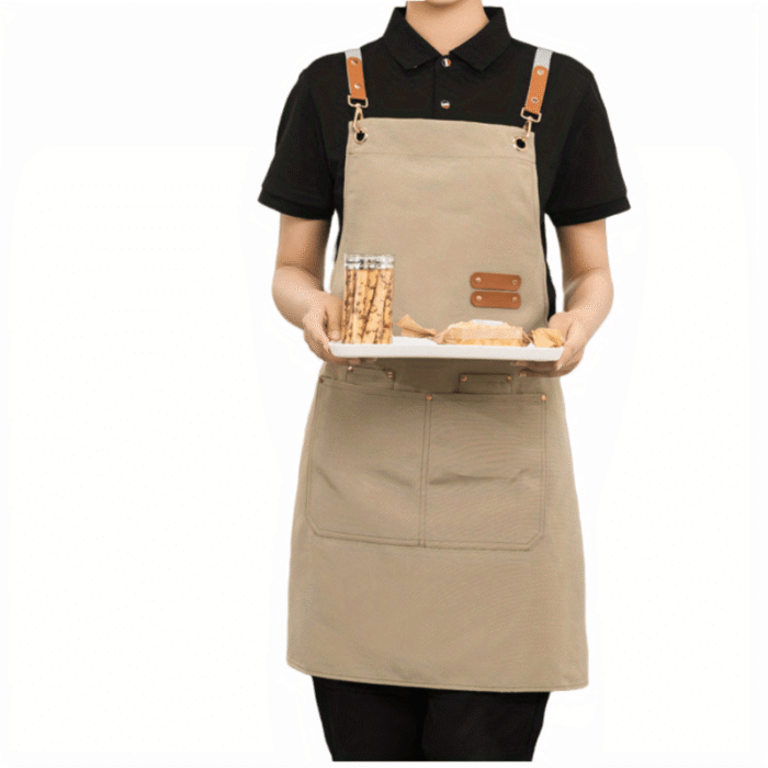 1Pc Canvas Dining Apron With Pockets, Perfect For Coffee Bars, Restaurants, Milk Tea Shop Flower Shop Coffee Baker Waist Overalls For Women - Image 12