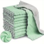 10Pcs Premium Coral Velvet Dish Towels - Super Absorbent, Non-Stick, Quick-Dry Kitchen Cloths In Mint Green & Gray, Modern Design For Easy Cleaning & Stylish Kitchen Decor, Dish Towels For Kitchen - Image 3