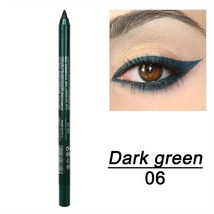 14-Color Colourful Eyeliner Pen, High Pigmented Pearly Glitter Shimmer Metallic Finish, Smokey Punk Gothic Style Eyeliner, Long Lasting Waterproof Eyeliner Stick For Music Festival - Image 10