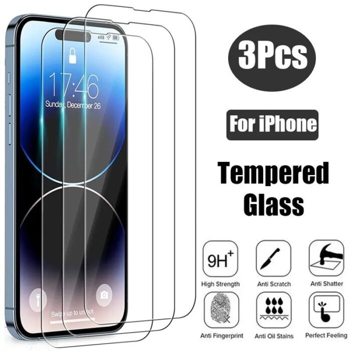 3Pcs Tempered Glass Screen Protector For Iphone 11 12 13 Mini 14 Pro Xs Max X Xr 6 6S 7 8 Plus Se2 Se3 - Image 5