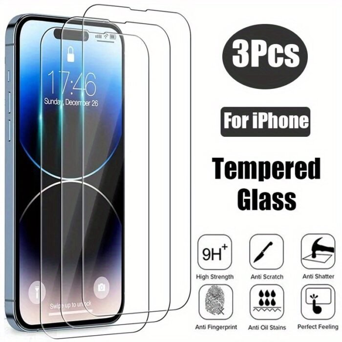 3Pcs Tempered Glass Screen Protector For Iphone 11 12 13 Mini 14 Pro Xs Max X Xr 6 6S 7 8 Plus Se2 Se3 - Image 7