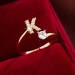 Fashionable 26 English Letters Four-Prong Synthetic Synthetic Zirconia Open Adjustment Ring - Image 25