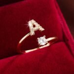 Fashionable 26 English Letters Four-Prong Synthetic Synthetic Zirconia Open Adjustment Ring - Image 11