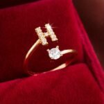 Fashionable 26 English Letters Four-Prong Synthetic Synthetic Zirconia Open Adjustment Ring - Image 22